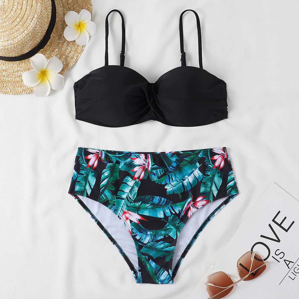 Gradient Surfing Split Bikini Swimsuit