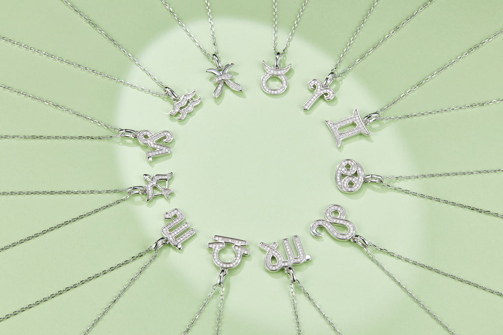 12 Zodiac Signs Gemini Set With Top quality Moissanite Luxurious And Fashionable Light Luxury Trend Jewelry Silver Necklace Pendant Silver Electroplated Platinum