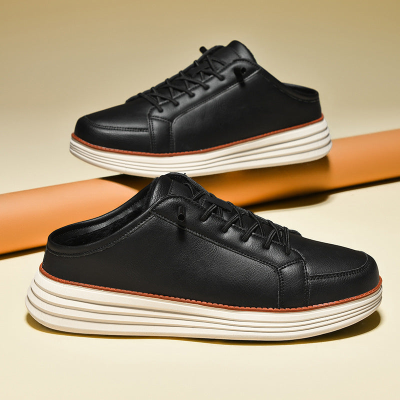 Mens Casual Lace-up Thermal Fleece-lined Chunky-soled Cotton Shoes
