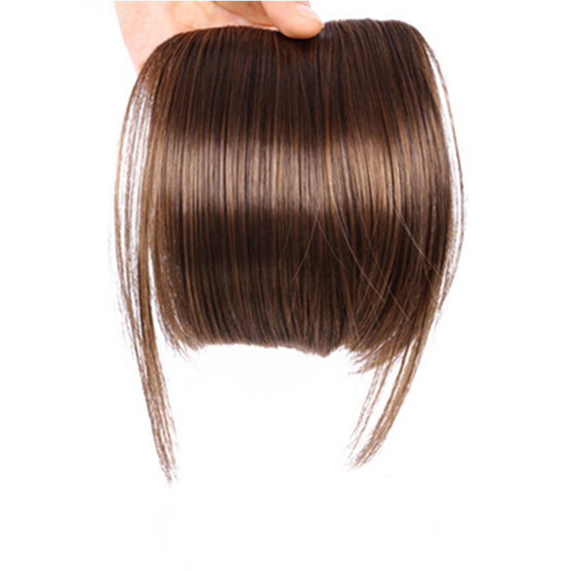 Peluca sintética de estilo europeo y americano con flequillo lateral y pinzas para el pelo para mujer.