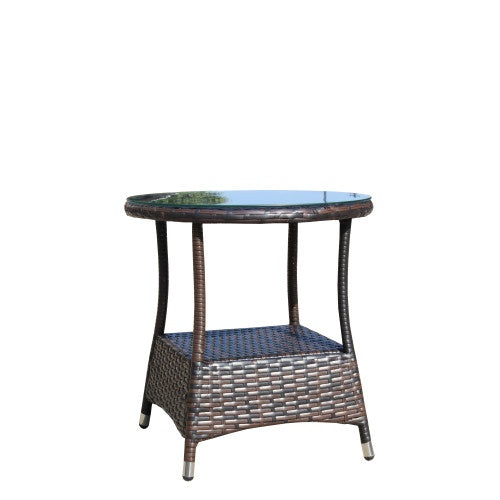 Muebles de exterior para patio, 1 mesa de centro redonda con vidrio templado transparente