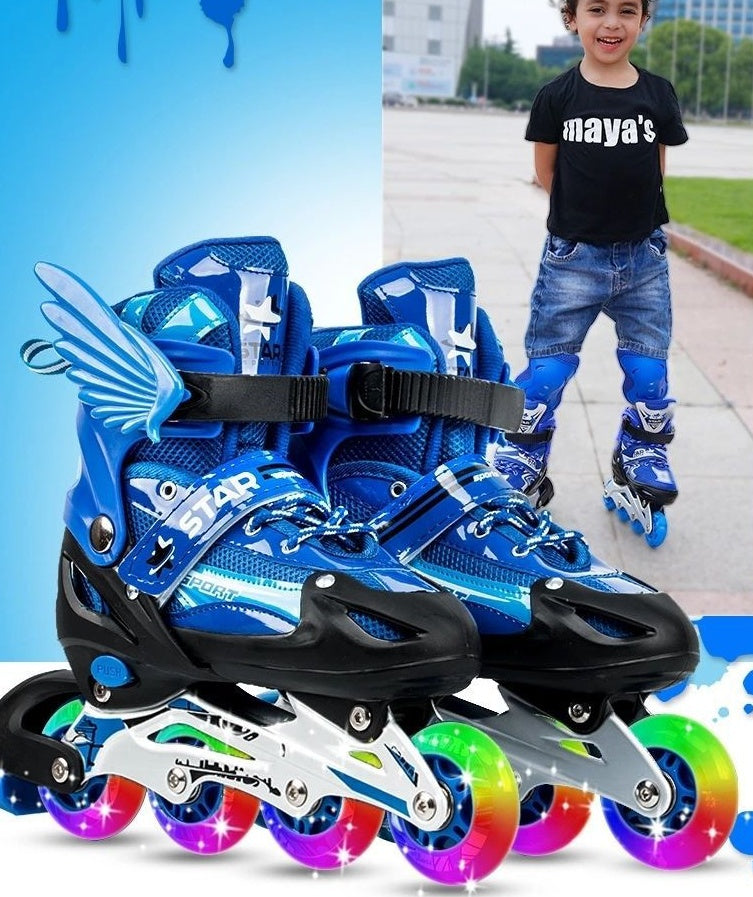 Patines en línea para niños y niñas, botas de patinaje con luces intermitentes de tamaño ajustable