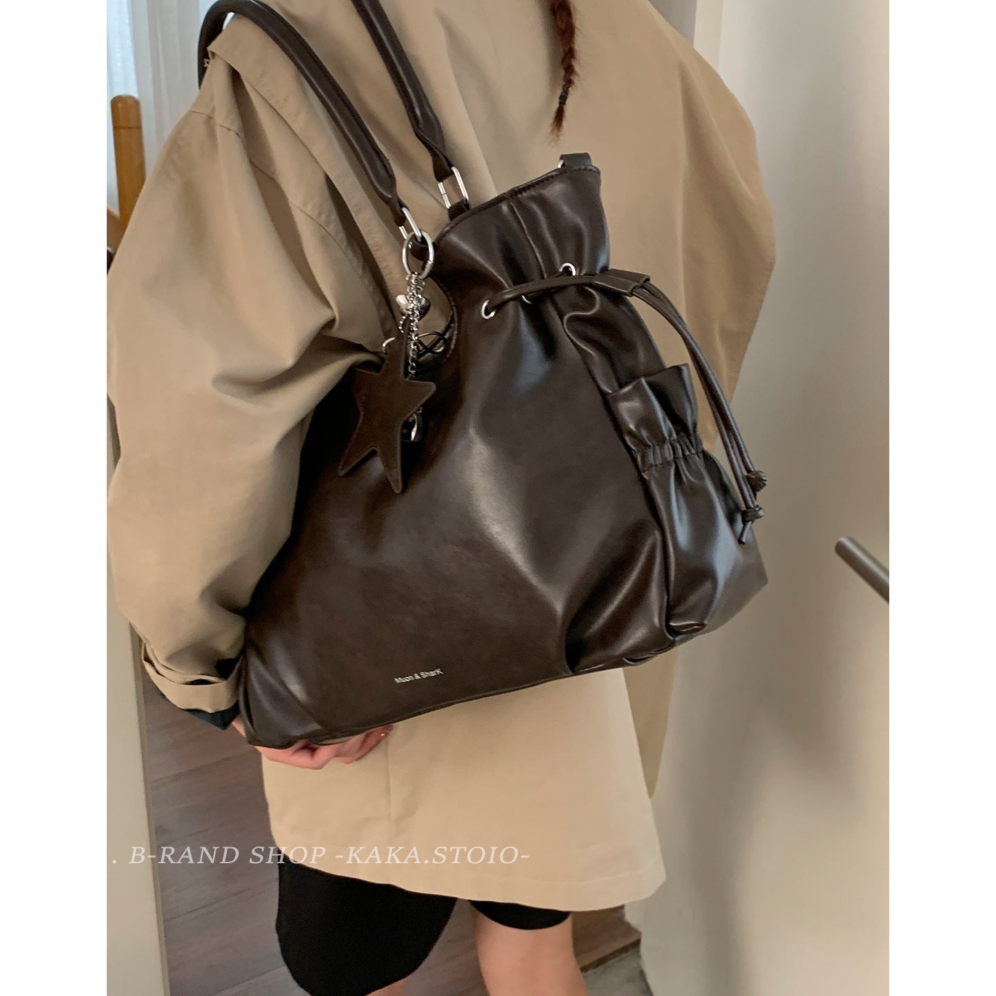 Bolso de mano estilo motero vintage de gran capacidad para mujer