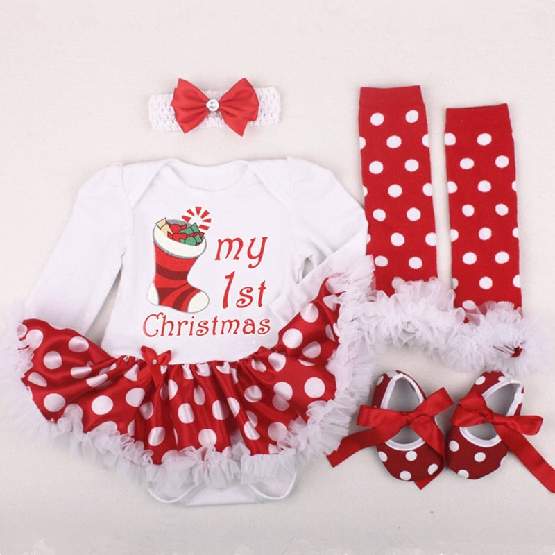 Conjunto de ropa para recién nacido de cuatro piezas para regalo de Navidad para bebé 
