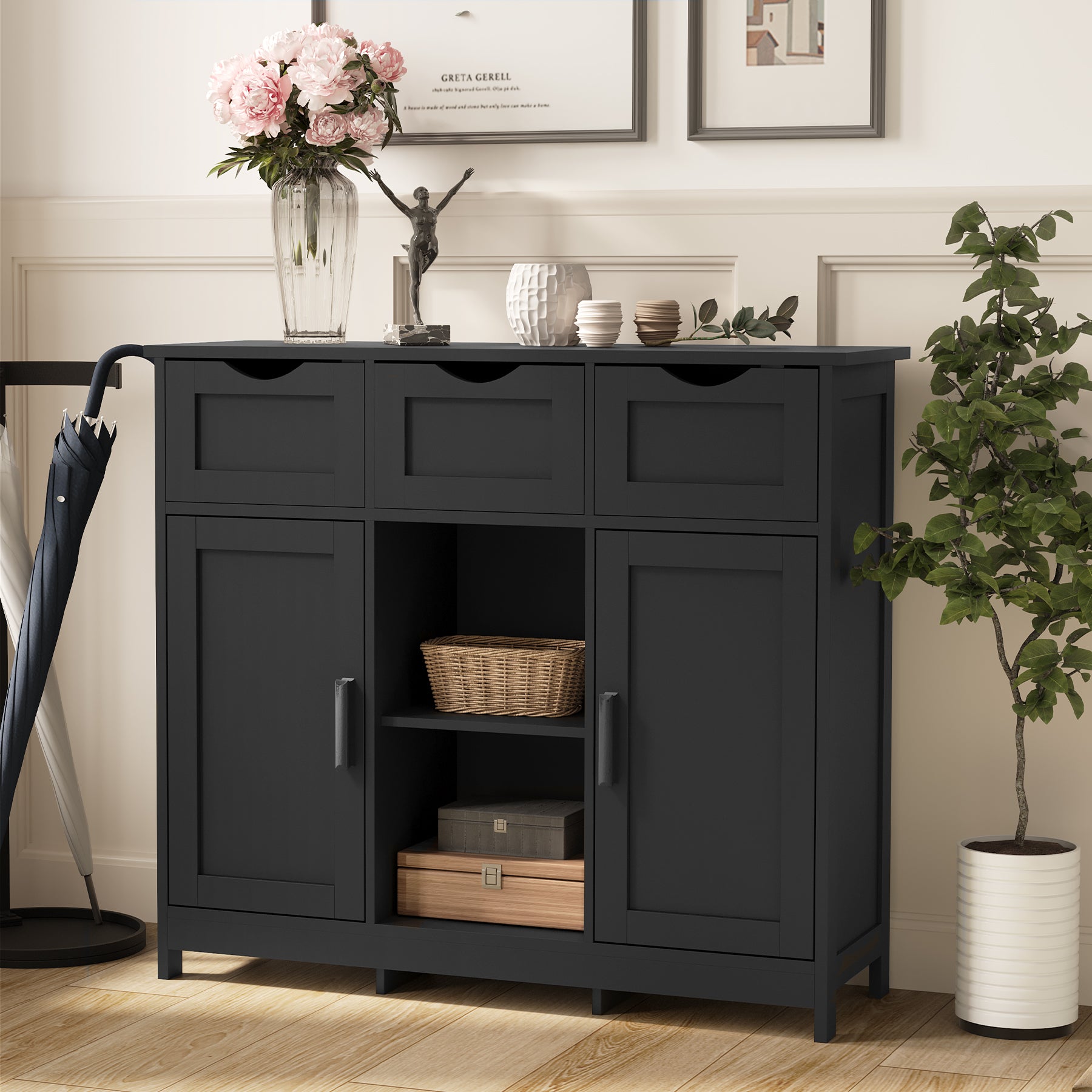 Mueble de almacenamiento, mueble de suelo de madera, mueble con cajones y estantes, para sala de estar, dormitorio, baño, decoración del hogar.