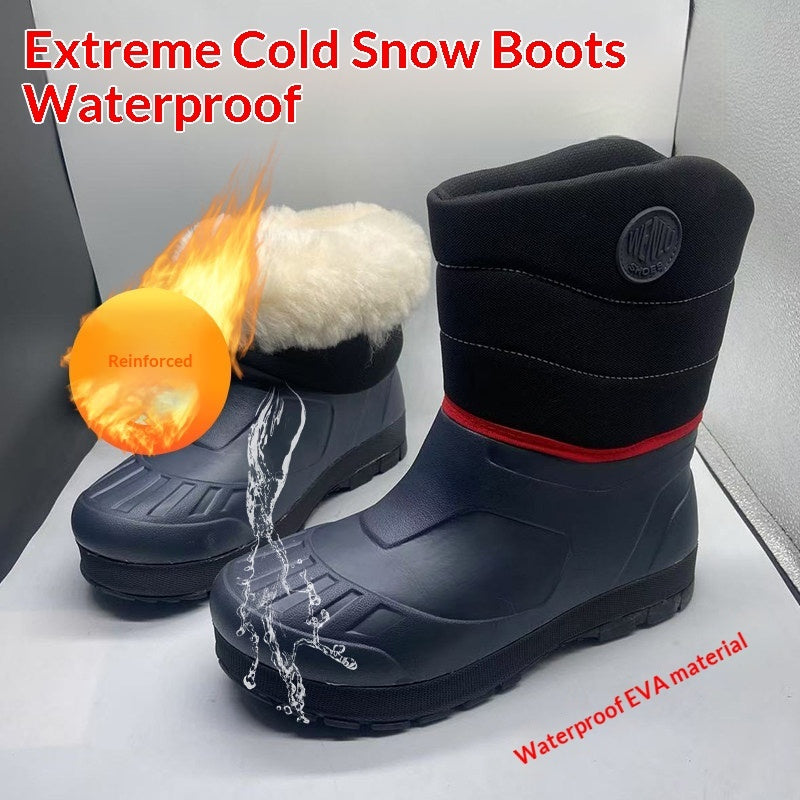 Botas de nieve de lana para exteriores, botas de trabajo con aislamiento para clima frío