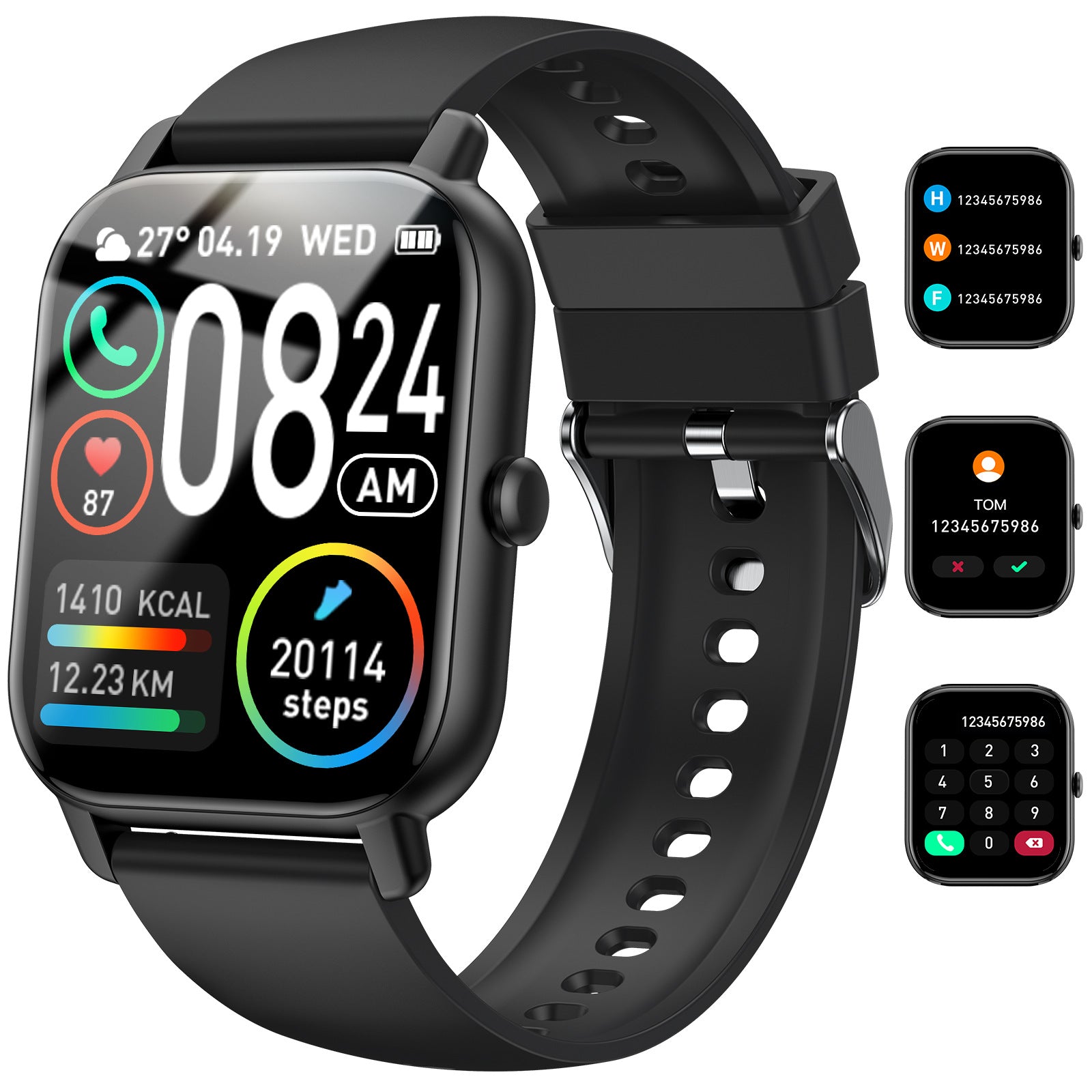 Reloj inteligente Bluetooth, llamadas, frecuencia cardíaca, presión arterial, sueño