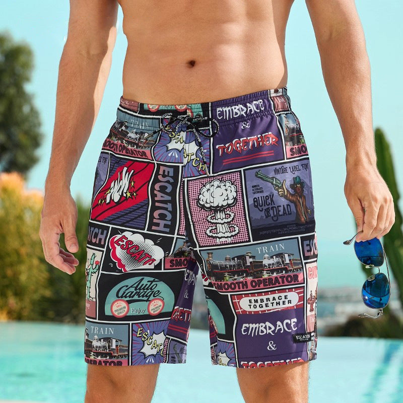 Shorts de playa holgados de secado rápido para parejas con estampado digital