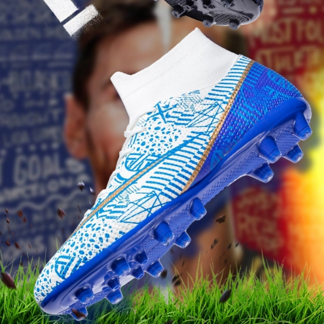 Nuevas zapatillas de fútbol transpirables deportivas de caña alta para terreno firme