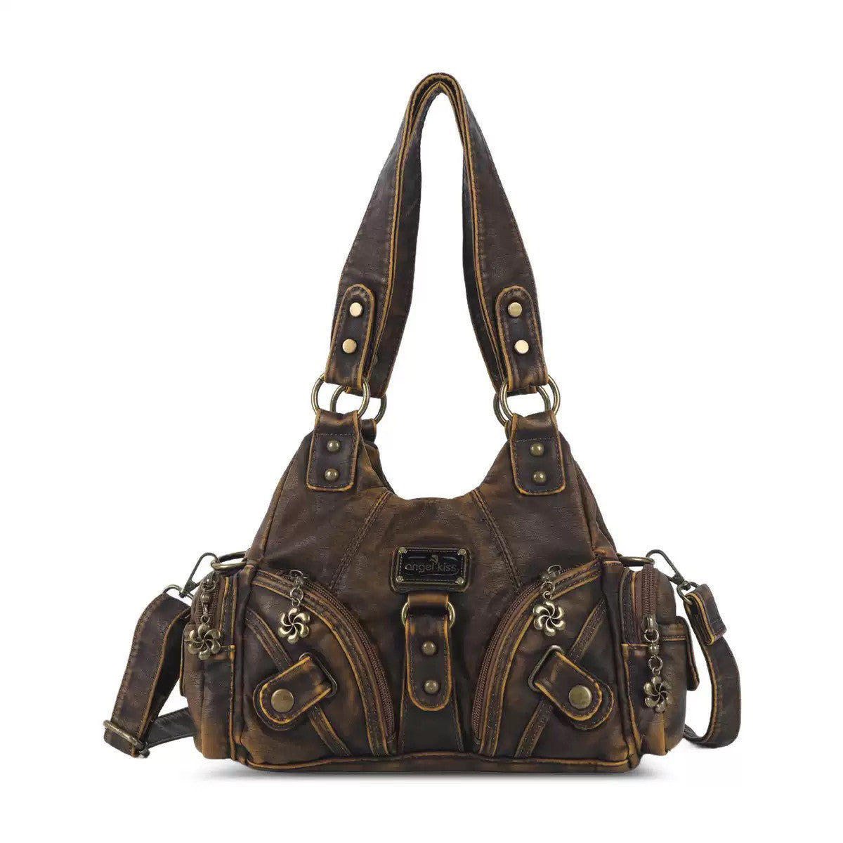 Bolso de hombro atrevido y original con estampado de leopardo postapocalíptico DIY