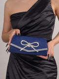 Bolso de noche con lazo, bolso de mano brillante para mujer, bolso de mano elegante con purpurina y diamantes de imitación para boda, fiesta o graduación.
