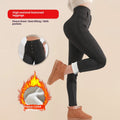 Leggings gruesos de cintura alta con botones para mujer