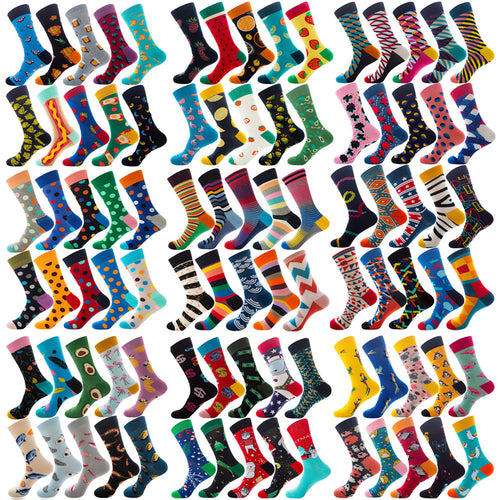 Autumn Diamond-patterned Mens Socks Christmas Animal And Fruit-themed Socks