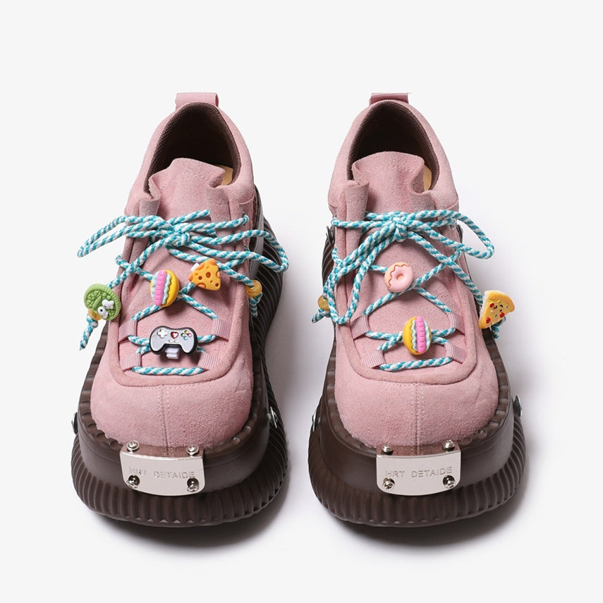 Zapatos de plataforma de cuero con cordones y plataforma de verano Dopamine