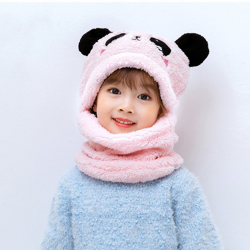 Gorro de invierno para niños y niñas, de una pieza, con protección para las orejas y cabeza de panda.
