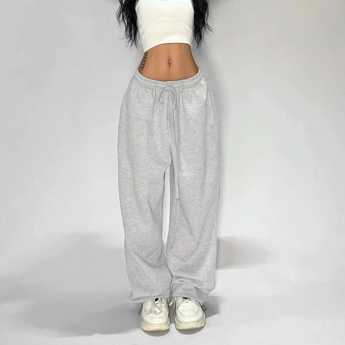 Pantalones deportivos holgados, versátiles y de color liso para mujer