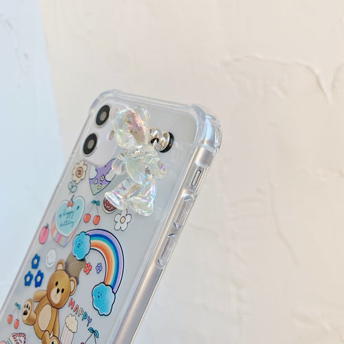Funda protectora para teléfono móvil con cadena de oso