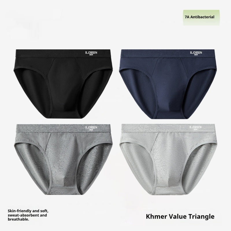 Calzoncillos de algodón transpirables para hombre con entrepierna de algodón antibacteriano.