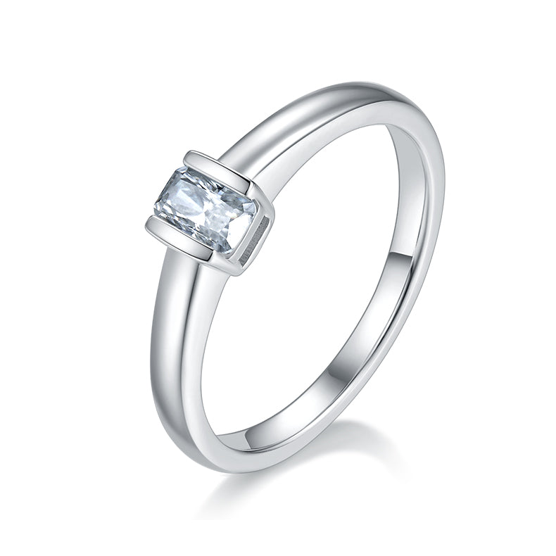 Octagonal Moissanite Set With Top-quality Moissanite Luxury And Fashionable Light Luxury Jewelry Silver Ring S925 Silver Electroplated With Platinum