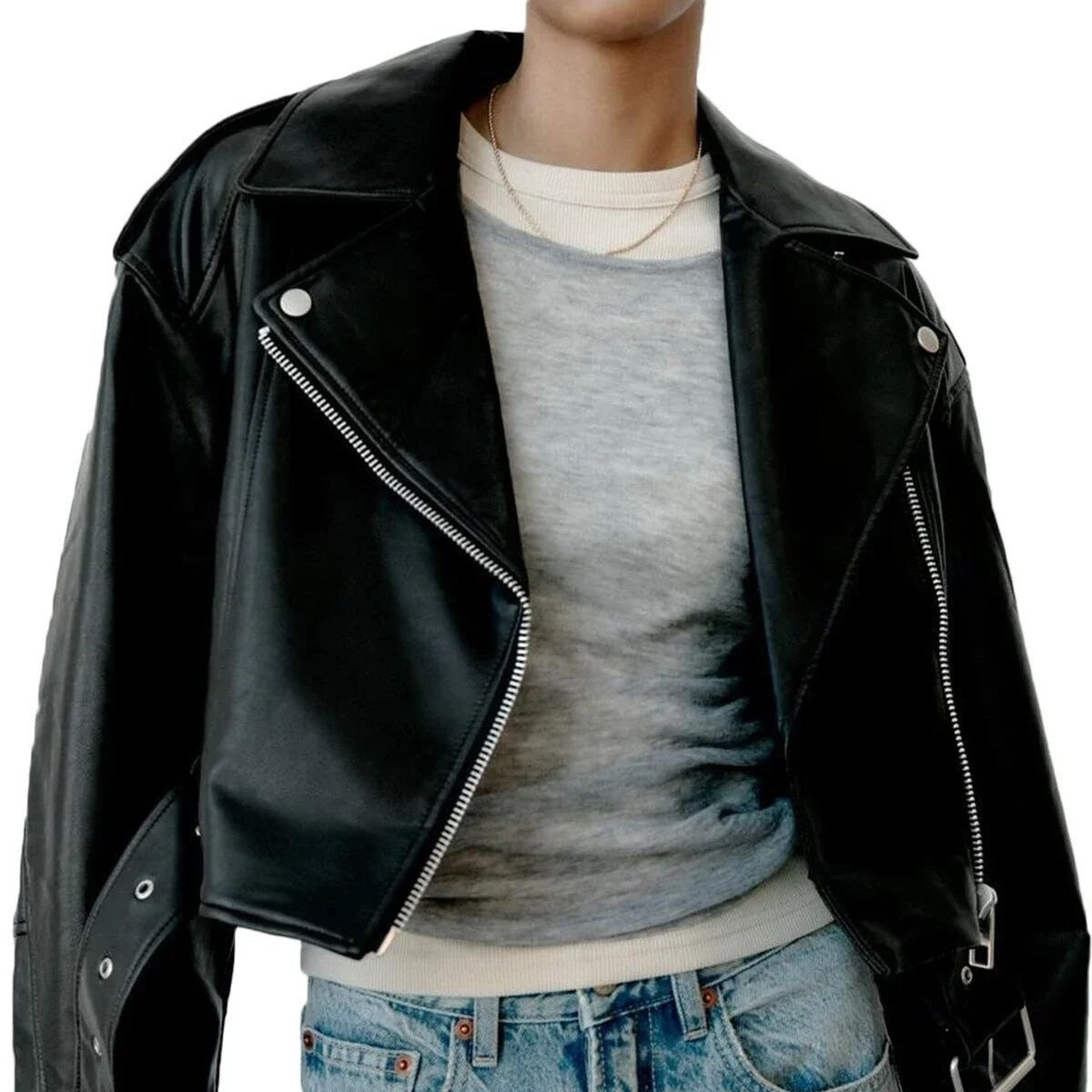 Chaqueta holgada lavada con cuello vuelto estilo urbano retro, la más vendida