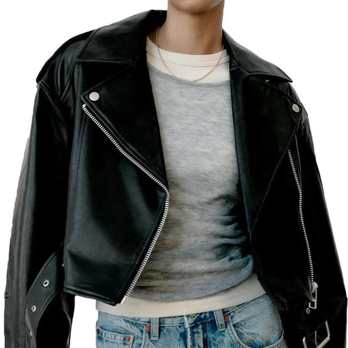 Chaqueta holgada lavada con cuello vuelto estilo urbano retro, la más vendida