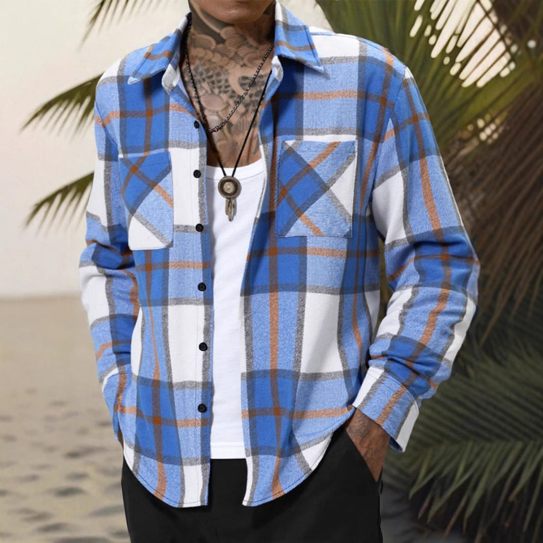 Chaqueta informal de franela a cuadros para hombre