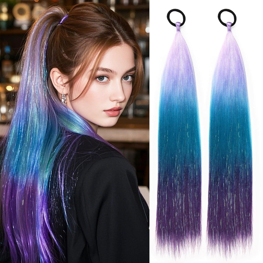 Peluca de seda láser para mujer, estilo europeo y americano, con trenza de boxeo y cola de caballo.