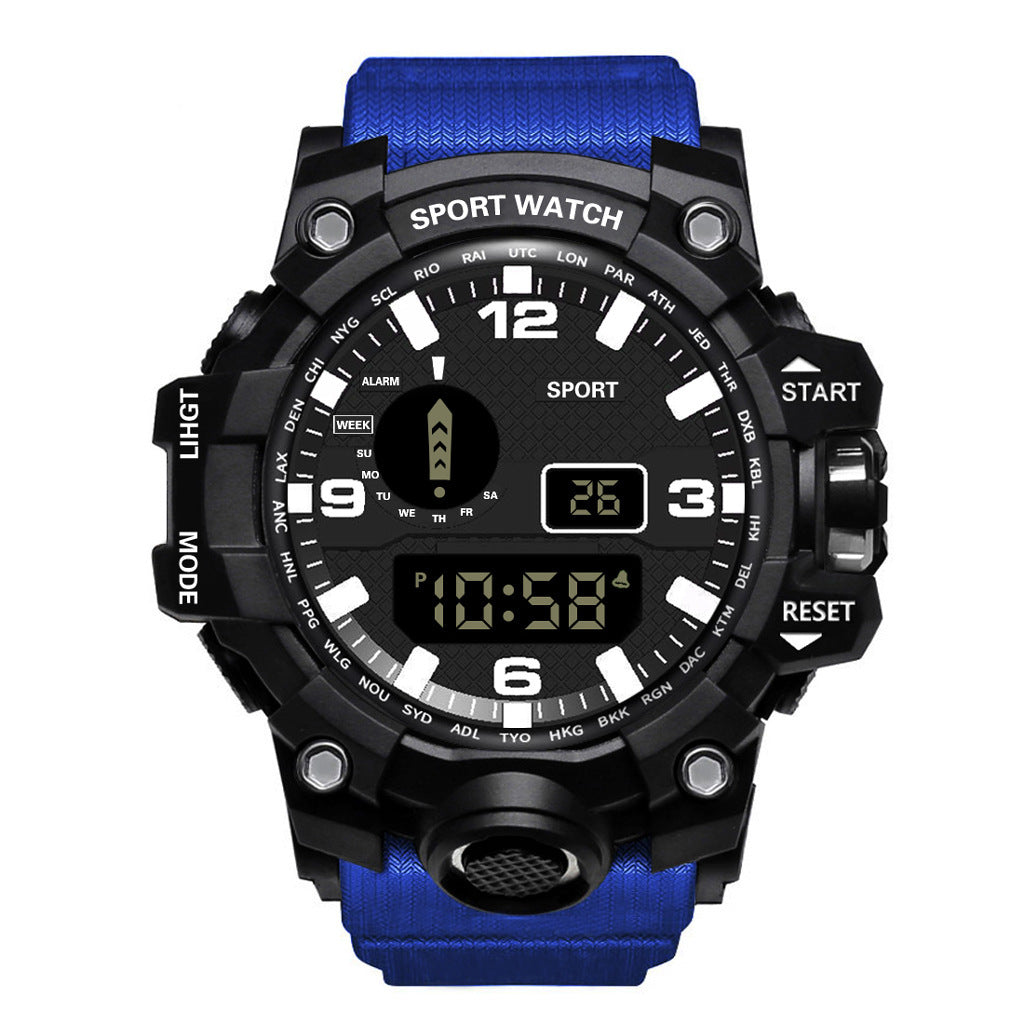 Reloj electrónico luminoso multifuncional deportivo impermeable para hombre