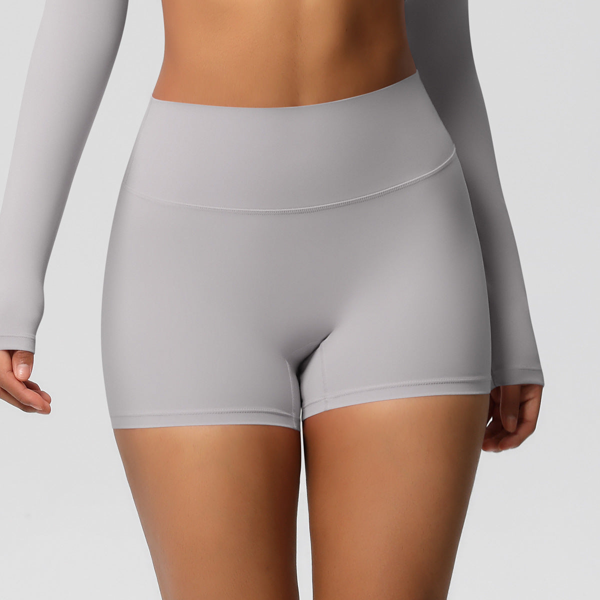 Pantalones cortos deportivos de color liso para mujer, estilo europeo y americano, para yoga.