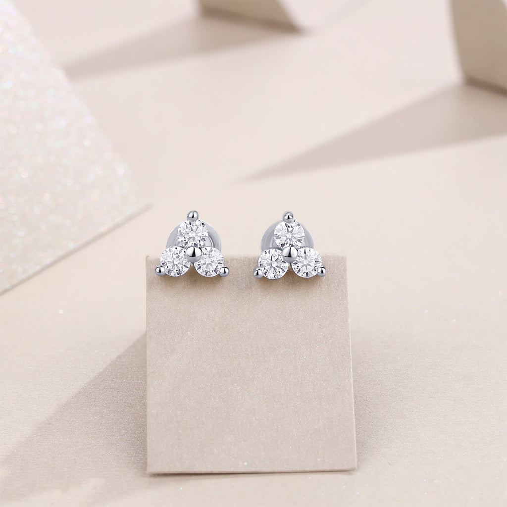 Pendientes de plata de ley S925 bañados en platino y con moissanita de alta calidad, joyería de lujo, ligera y moderna.