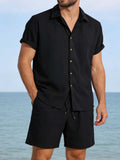 Men's Casual Resort Shorts And Shirt Set