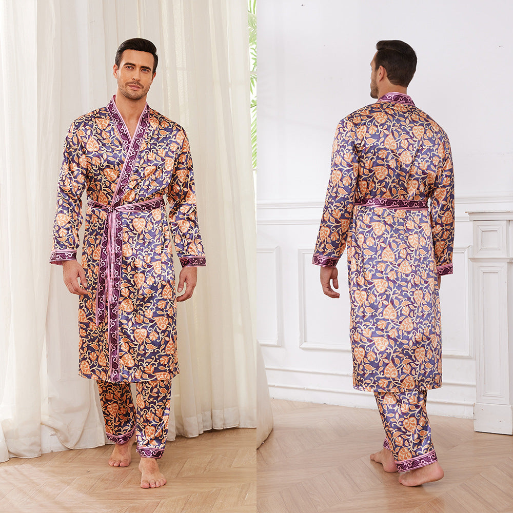 Pijama fino de manga larga para hombre de otoño