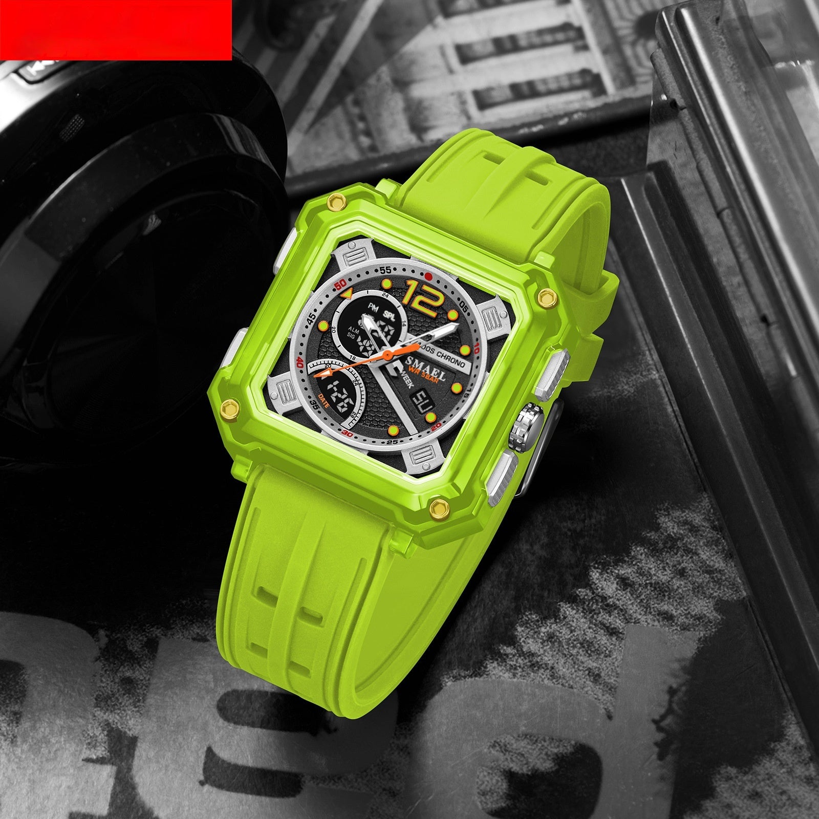 Reloj electrónico moderno y moderno para hombre con cronometraje preciso y diseño funcional.