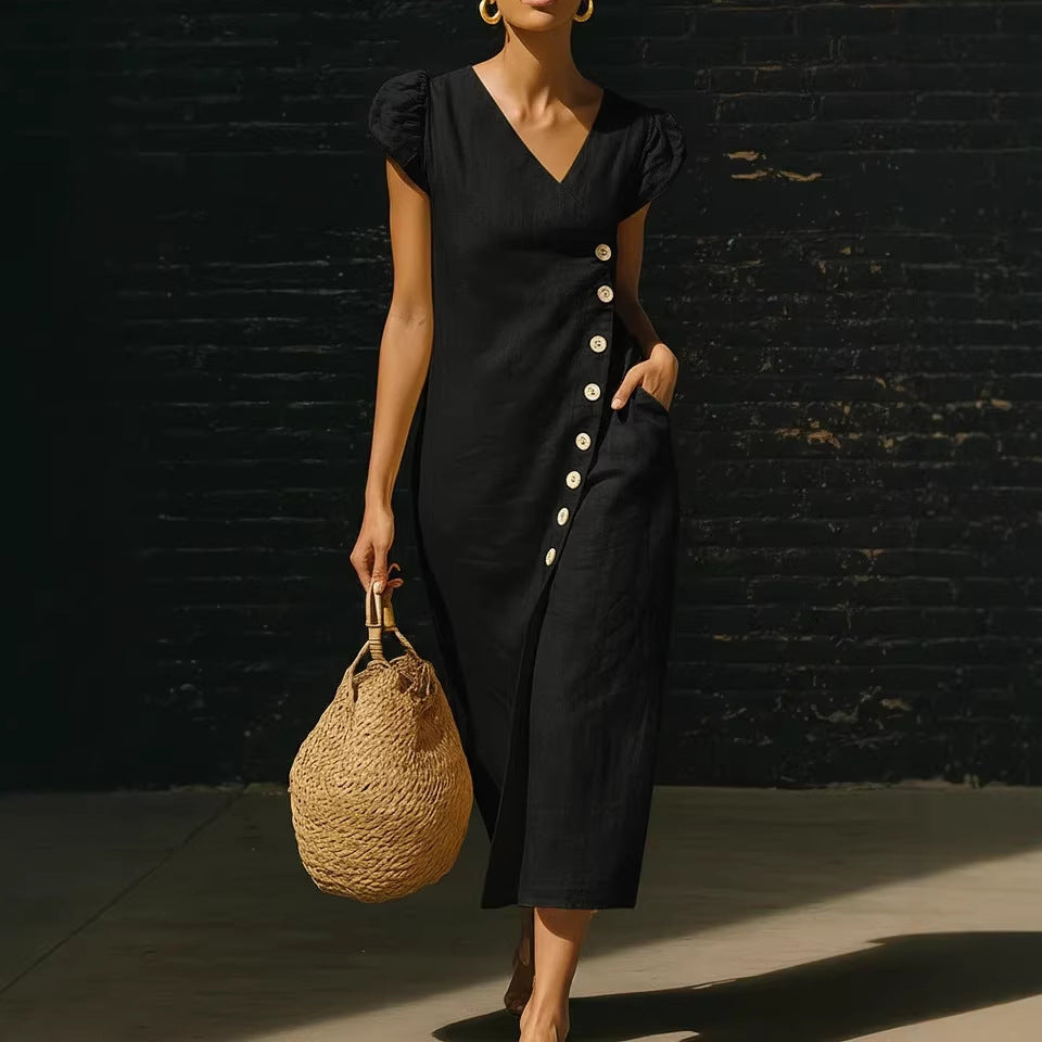 Women's Casual V-Neck Short-Sleeve Dress