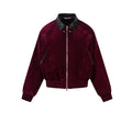 Rivet Contrast-Fabric Suede Patchwork Lapel Jacket