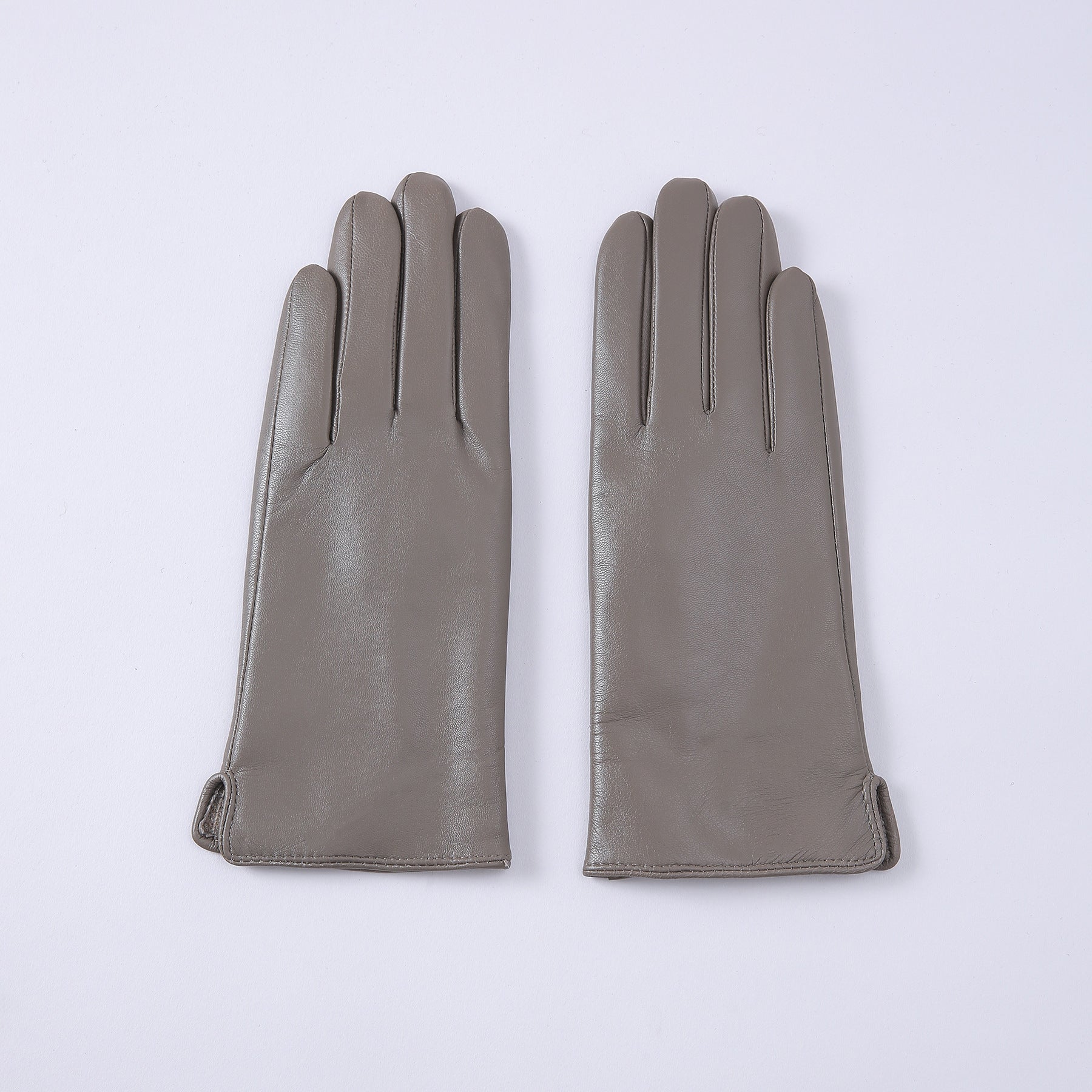 Guantes térmicos de cuero con forro polar de color liso para mujer