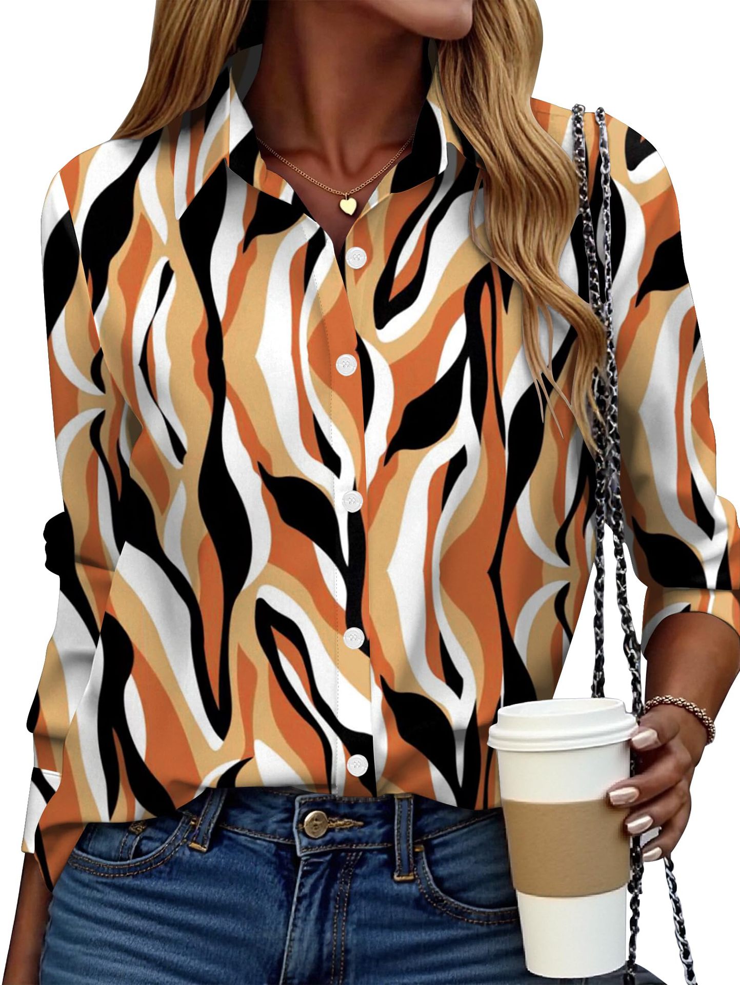 Long-sleeve Solid-color Simple Casual Versatile Shirt