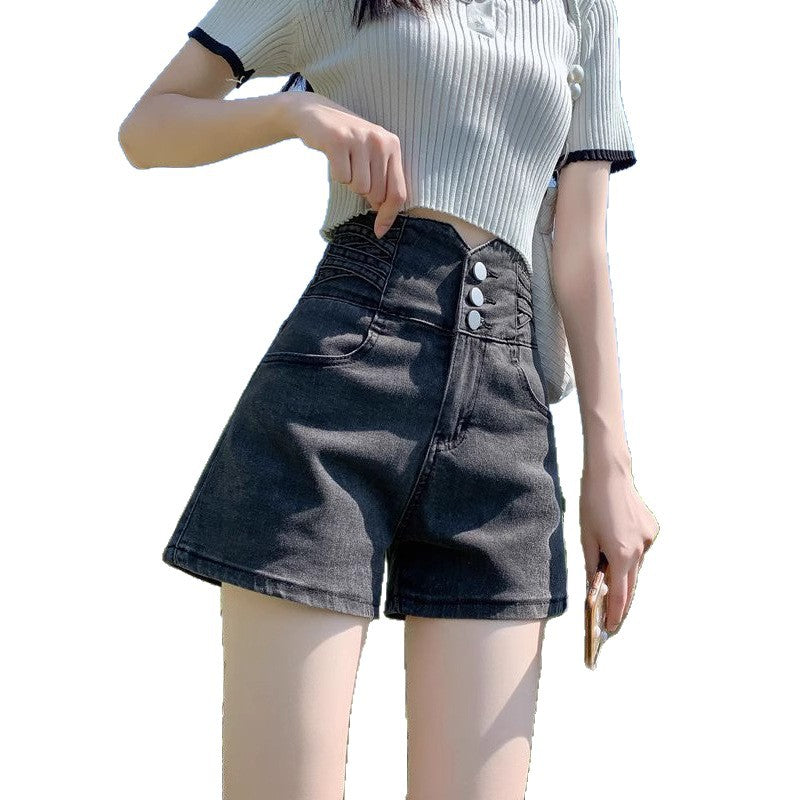 Shorts vaqueros retro de cintura alta para mujer