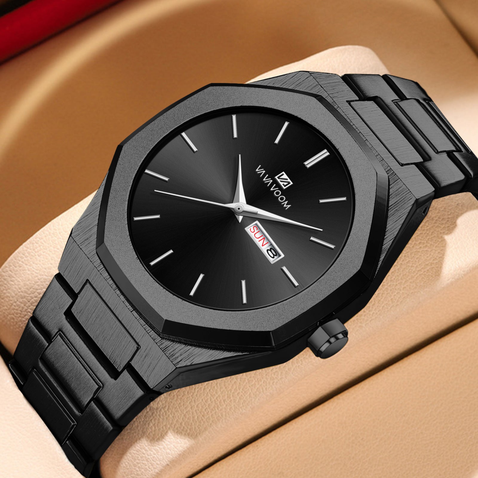 Reloj de hombre con cadena de acero para negocios y estilo informal
