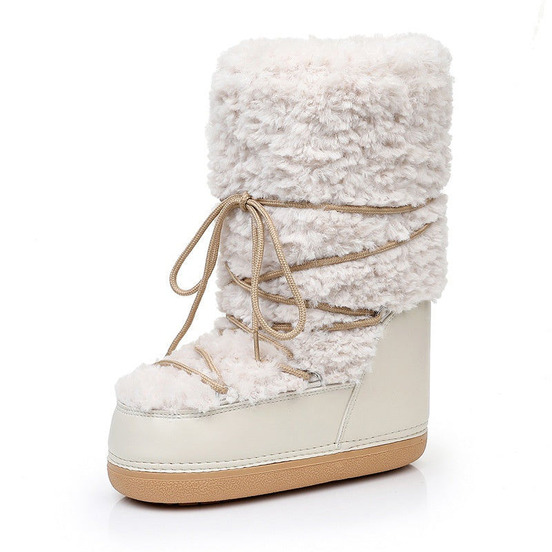 Botas de nieve de piel de cordero para mujer