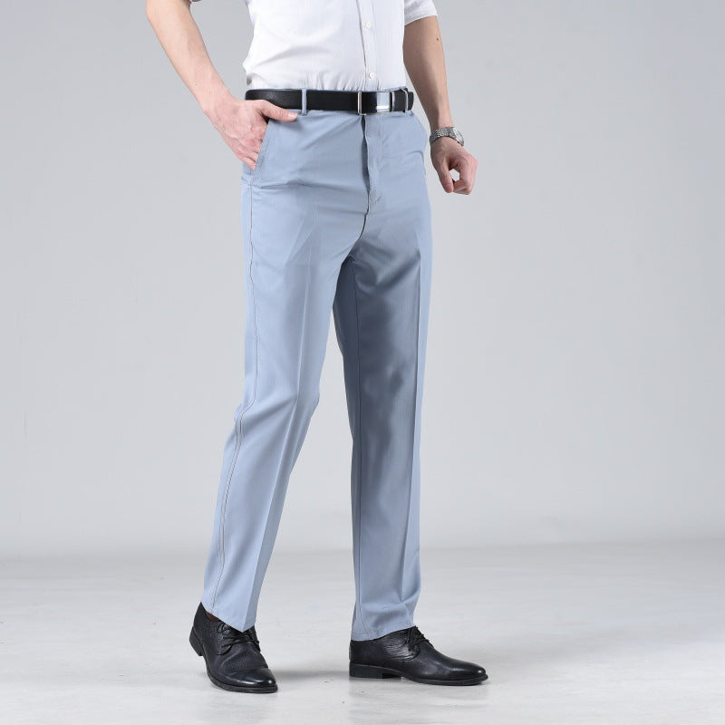 Pantalones casuales de color liso y pierna recta para hombre