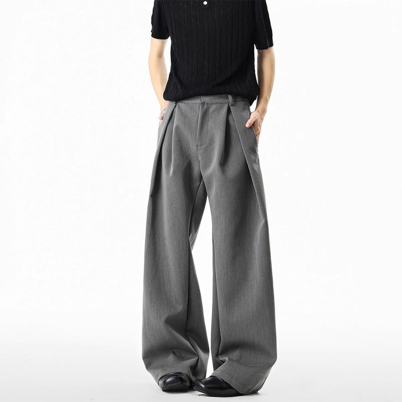 Pantalones de vestir plisados ​​tridimensionales estilo americano en forma de H para hombre