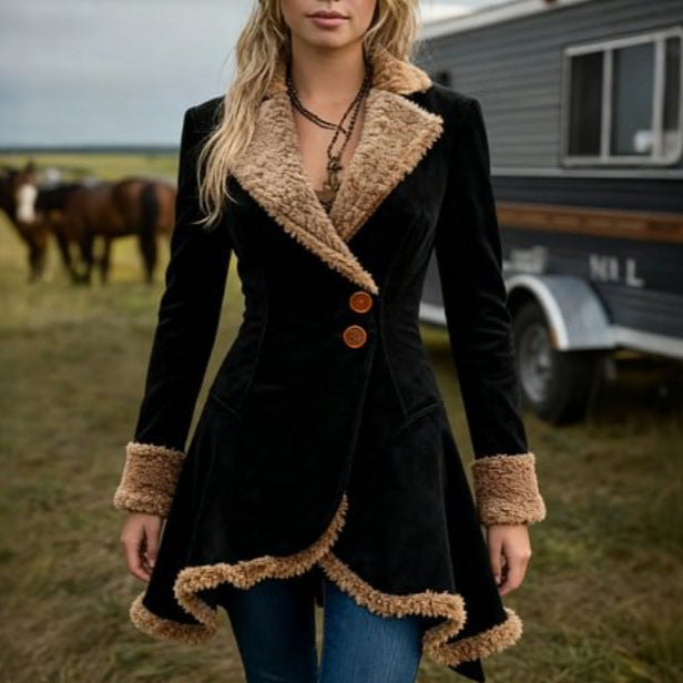 Chaqueta polar con pelo integrado para mujer