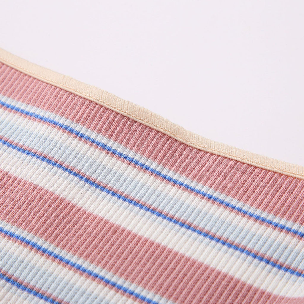 Ladies Thong Striped Stitching Color Panties New Cotton