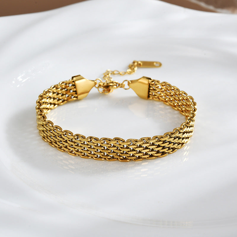 Pulsera de cadena para mujer, estilo informal de negocios, de metal dorado y plateado, joyería