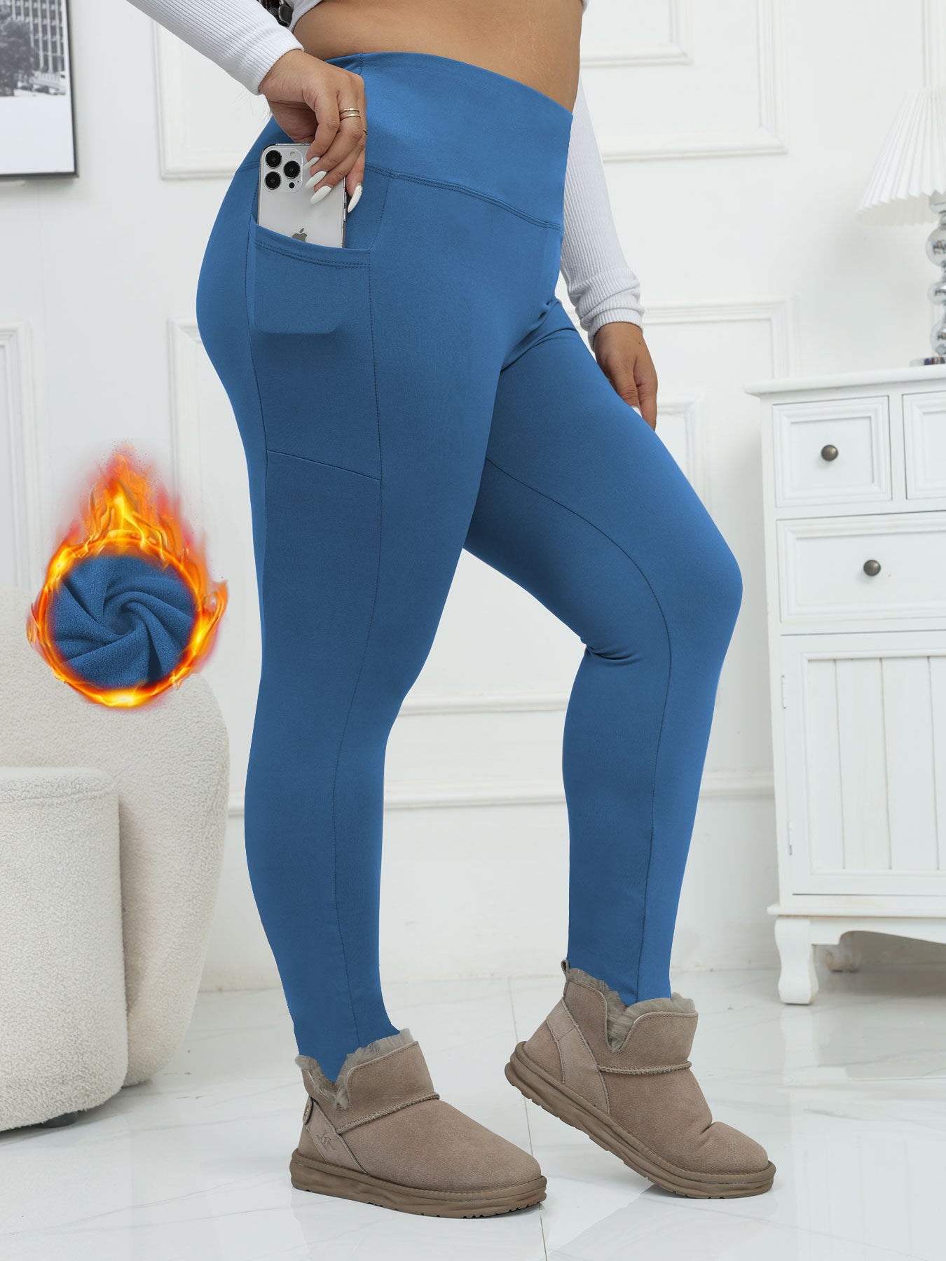 Autumn/Winter Fleece-Lined Yoga Pants For Women, High-Waisted, Cropped Style