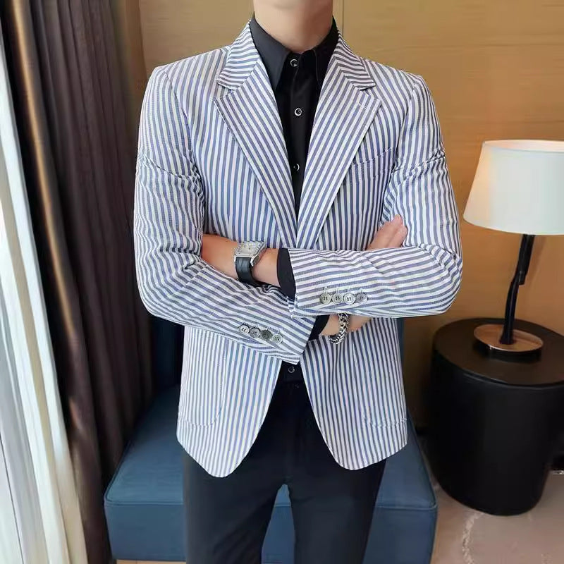 Men's Fashionable Casual Striped Suit Jacket