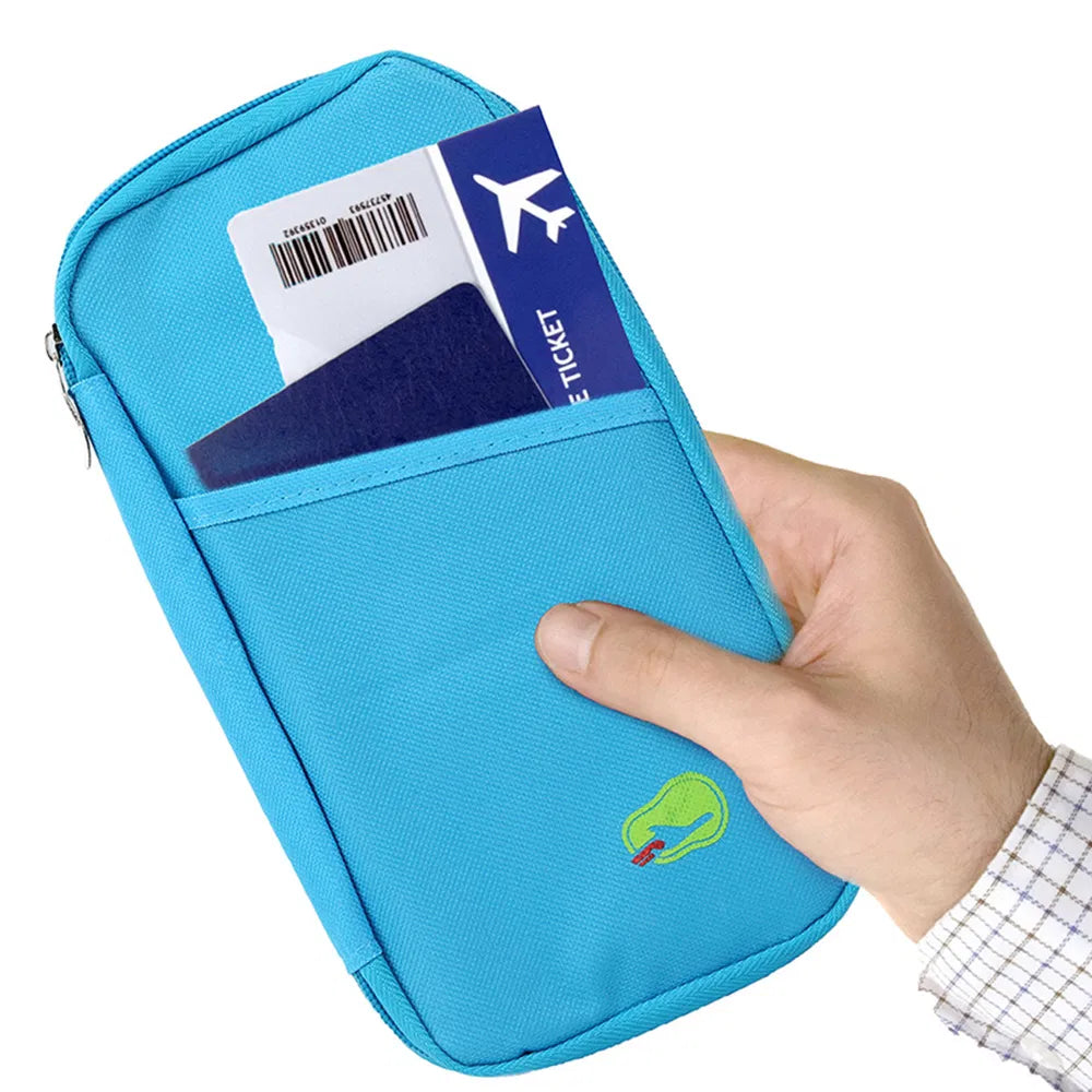 Cartera para pasaporte de viaje, 12 compartimentos, porta billetes, identificación, tarjetas de crédito, documentos impermeables, organizador de teléfono.