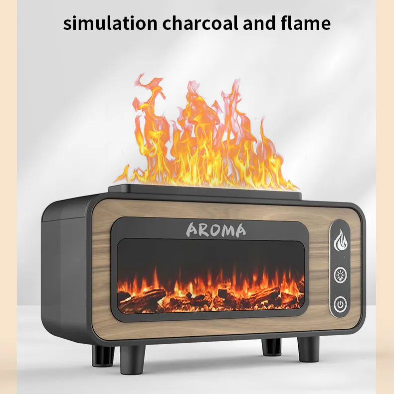 Humidificador ultrasónico de llama de 200 ml con diseño de chimenea 3D y difusor de aroma con luz colorida para dormitorio.