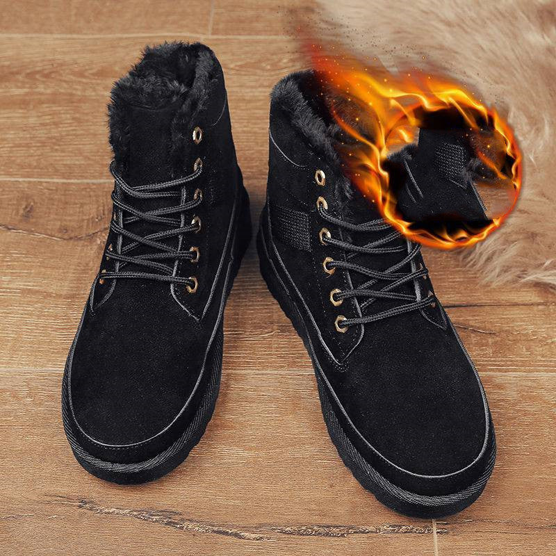 Botas de nieve de piel de ruibarbo cálidas y gruesas